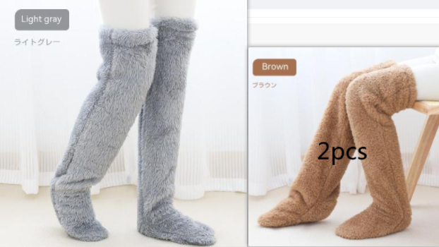 Chaussettes longues et pelucheuses au-dessus du genou, bas chauds et froids pour l'hiver, bas résistants au froid, pour dormir au sol de la maison