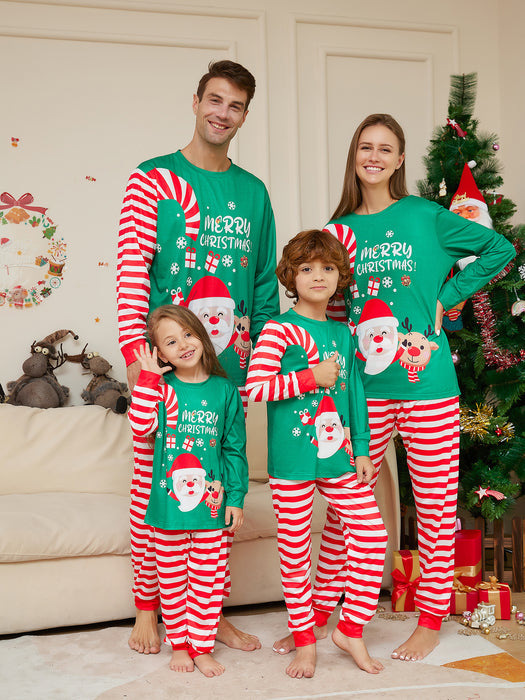 Desenhos animados Papai Noel Carta Impressão Pai-Filho Pijama de Natal Terno de Desgaste Doméstico