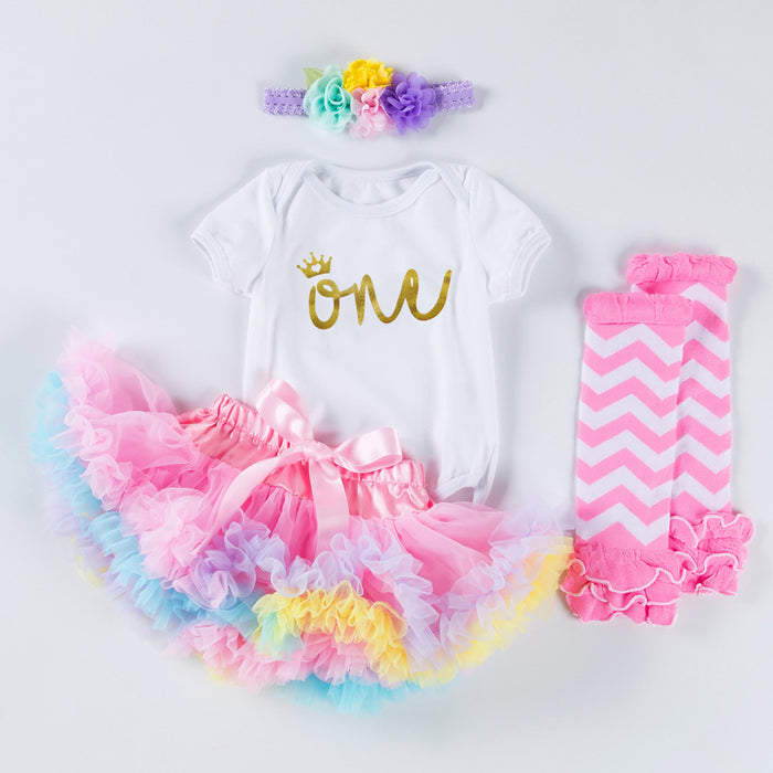 Tutina con alfabeto per vestito da compleanno per bambina