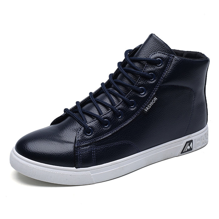 Personalized High-Top Student Casual Leather Panel Shoes