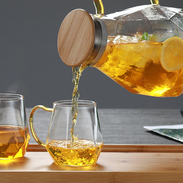 Ensemble de théière en verre à Texture diamant, pichet à eau chaude et froide, cafetière transparente