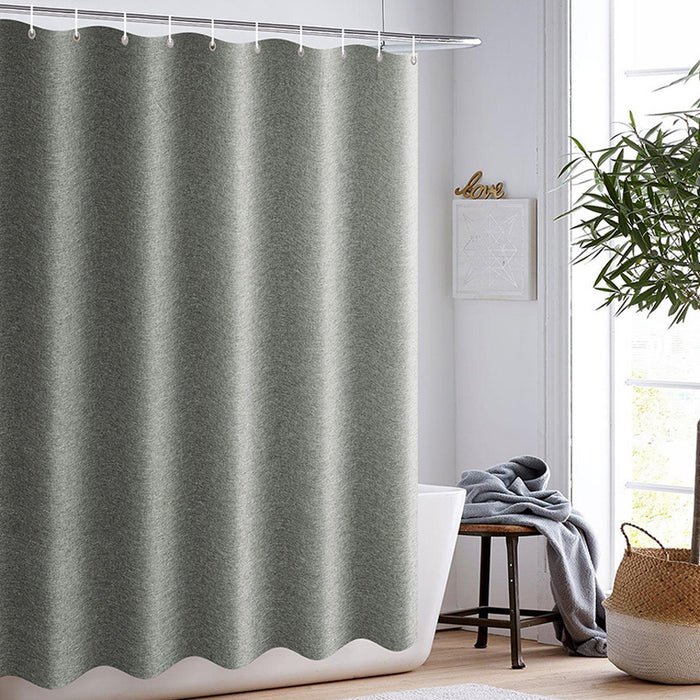 Thick Grey Shower Curtains Imitation Linen Fabric Waterproof Bath Curtains For Bathroom Bathtub Large Wide Modern Bathing Cover