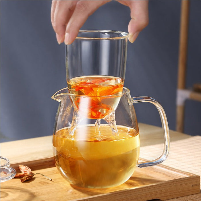 Heat-resistant Glass Filter Flower Teapot