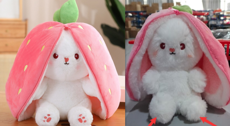 Wanghong Cute Transforms Into Strawberry Rabbit Doll Plush Toy