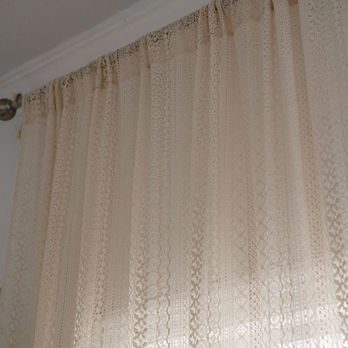 Translucent American Country Hollow Crochet Curtain
