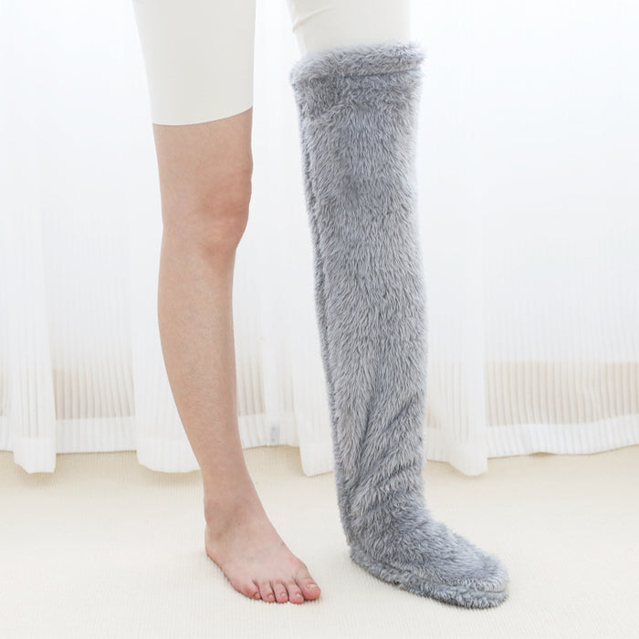 Chaussettes longues et pelucheuses au-dessus du genou, bas chauds et froids pour l'hiver, bas résistants au froid, pour dormir au sol de la maison