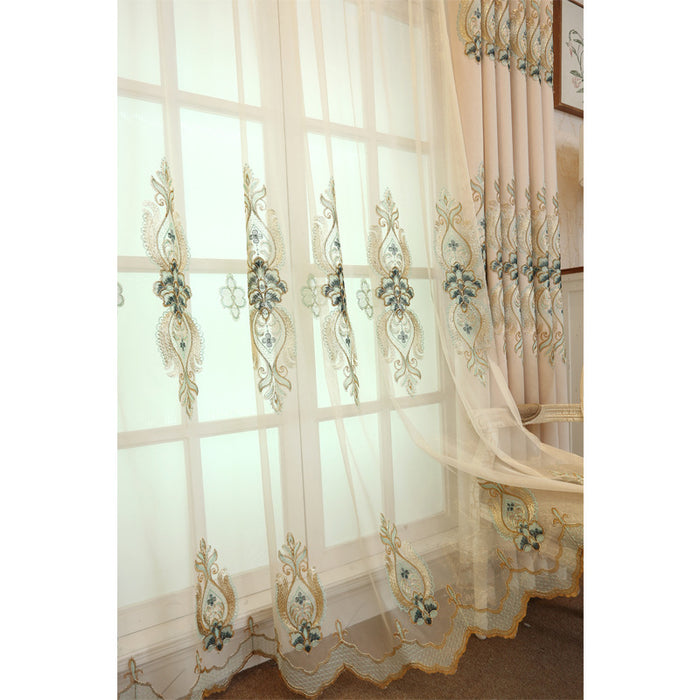 Tela de cortina bordada de algodón flameado