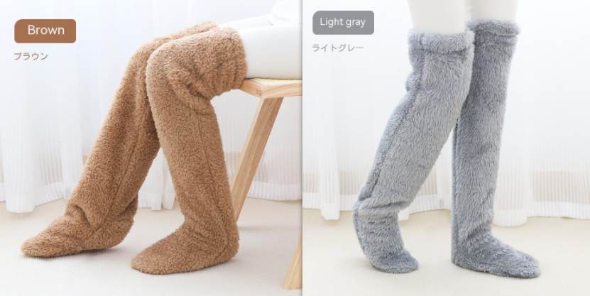 Chaussettes longues et pelucheuses au-dessus du genou, bas chauds et froids pour l'hiver, bas résistants au froid, pour dormir au sol de la maison