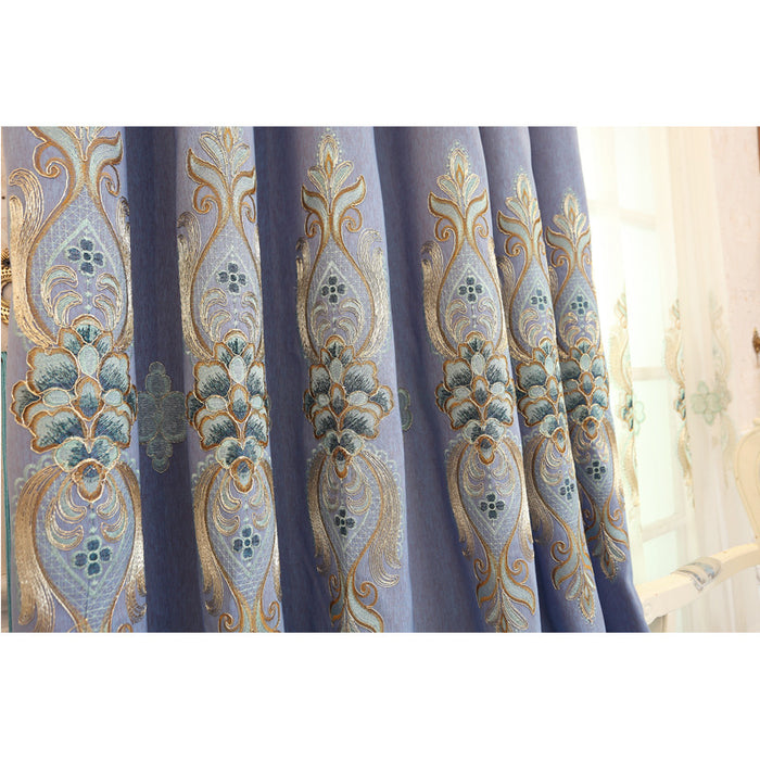 Tela de cortina bordada de algodón flameado