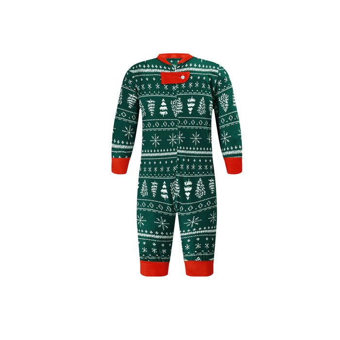 Costume de service à domicile parent-enfant de couleur contrastée imprimé de Noël