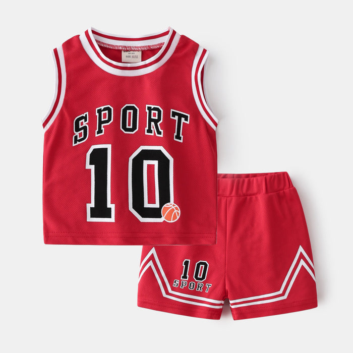 Roupas de basquete infantil ternos bebê colete terno meninos moletom de duas peças estilo verão maré