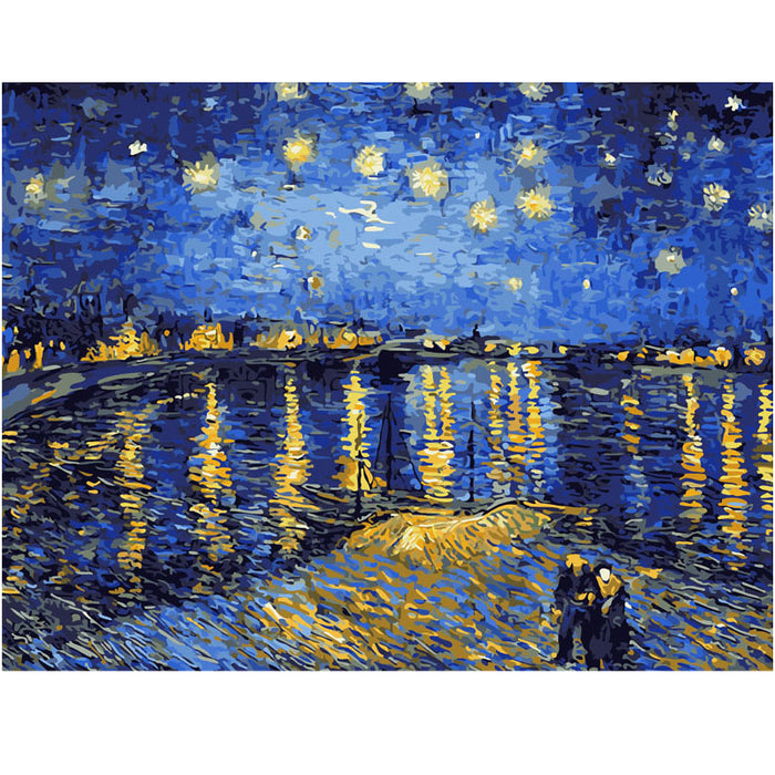 Le migliori foto Pittura a olio digitale fai-da-te Dipingi con i numeri Regalo unico di compleanno di Natale Cielo stellato di Van Gogh del fiume Rodano