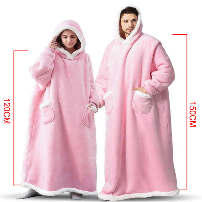 Cobertor com capuz de TV de inverno Roupas quentes de inverno para casa Mulheres Homens Pulôver de grandes dimensões com bolsos
