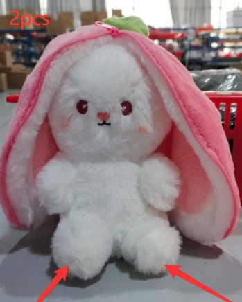 Wanghong mignon se transforme en jouet en peluche de poupée de lapin aux fraises