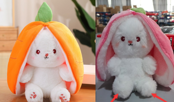 Wanghong Cute Transforms Into Strawberry Rabbit Doll Plush Toy