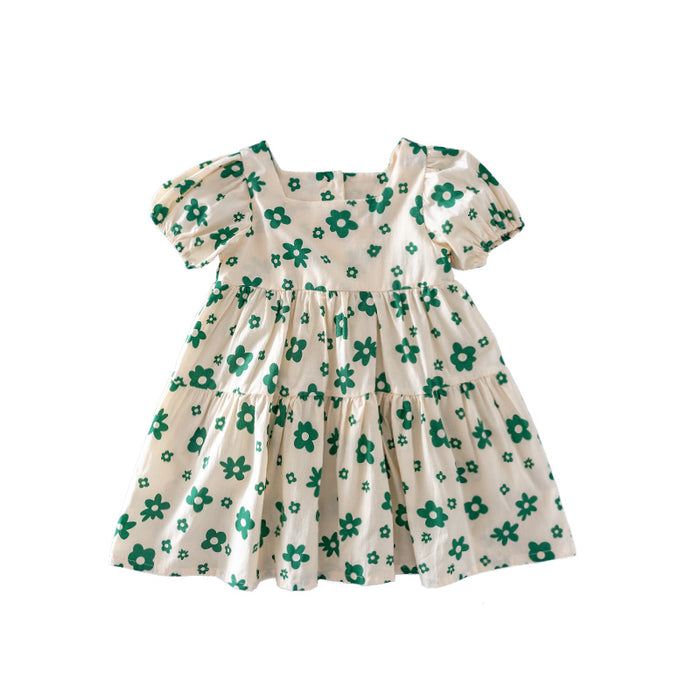 Robes pour filles, vêtements pour enfants, robe de princesse florale en coton, bébé fille, jupe de Style occidental