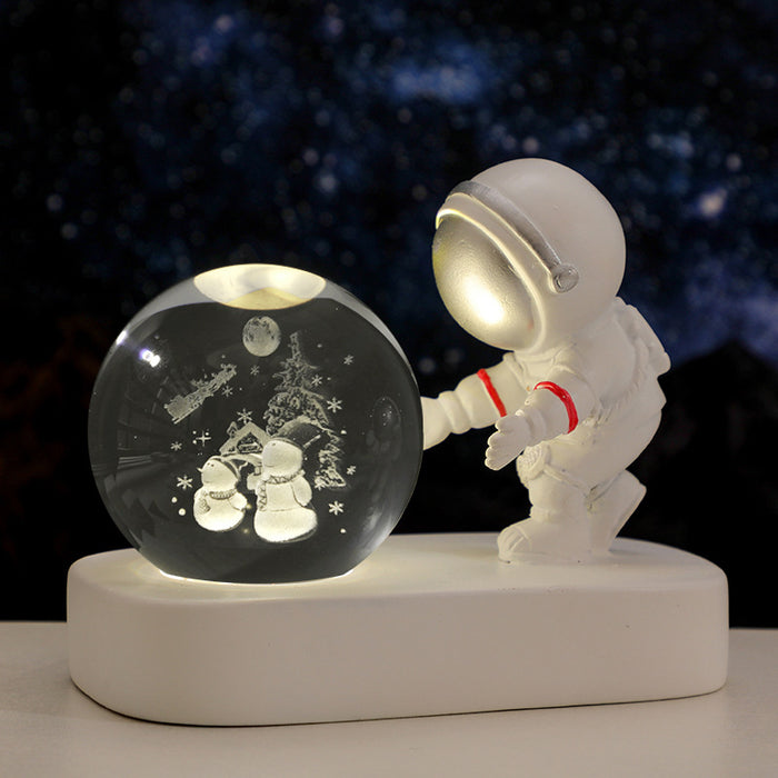 Luminosa galassia planetaria astronauta sfera di cristallo luci notturne USB alimentazione calda luce da comodino lampada da notte regalo di compleanno