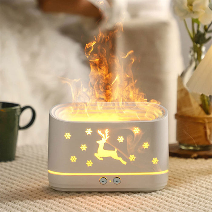 Difusor humidificador de llama de alce, lámpara de ambiente silenciosa para el hogar, decoraciones navideñas para el hogar