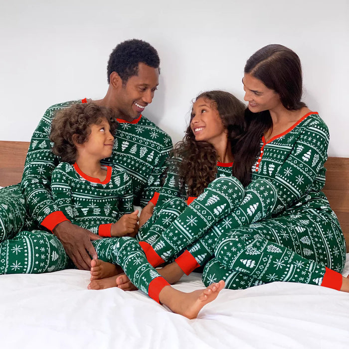 Costume de service à domicile parent-enfant de couleur contrastée imprimé de Noël