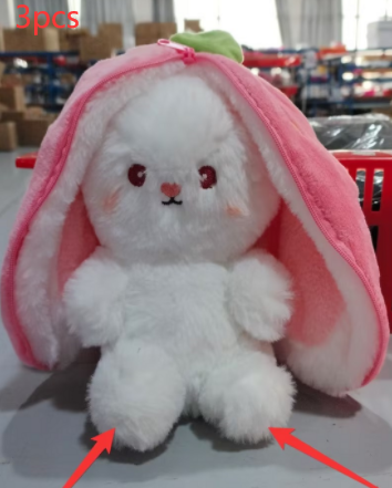 Wanghong carino si trasforma in un peluche con bambola di coniglio fragola