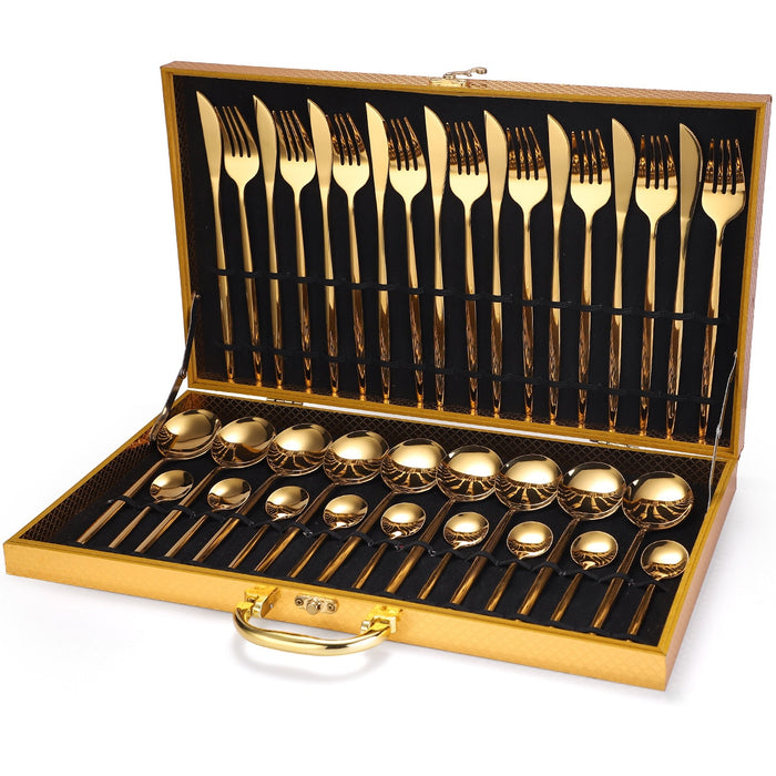 24-teiliges goldenes Besteck-Geschirr-Edelstahl-Geschirr-Set