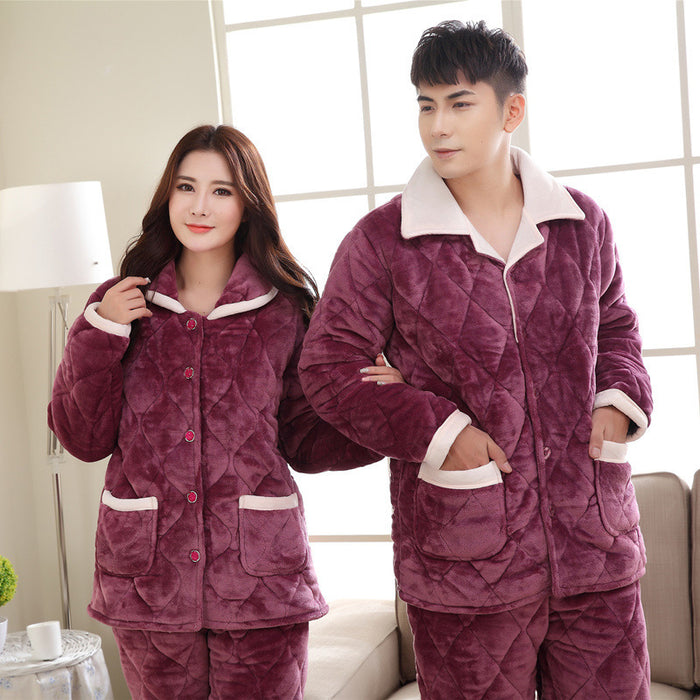 Purple flannel and cotton pajamas for men and women