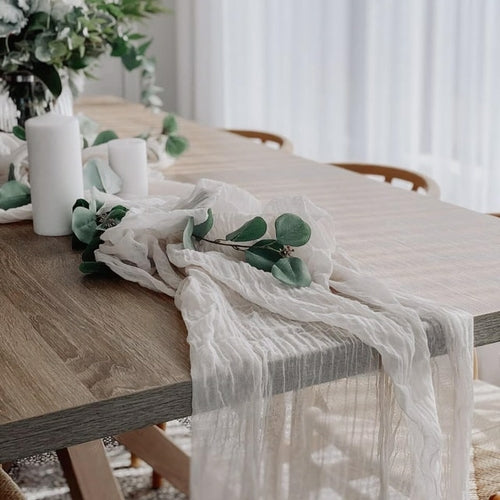 Semi-Transparent Gauze Table Runner Cheesecloth Table Decoration Dining Room Vintage