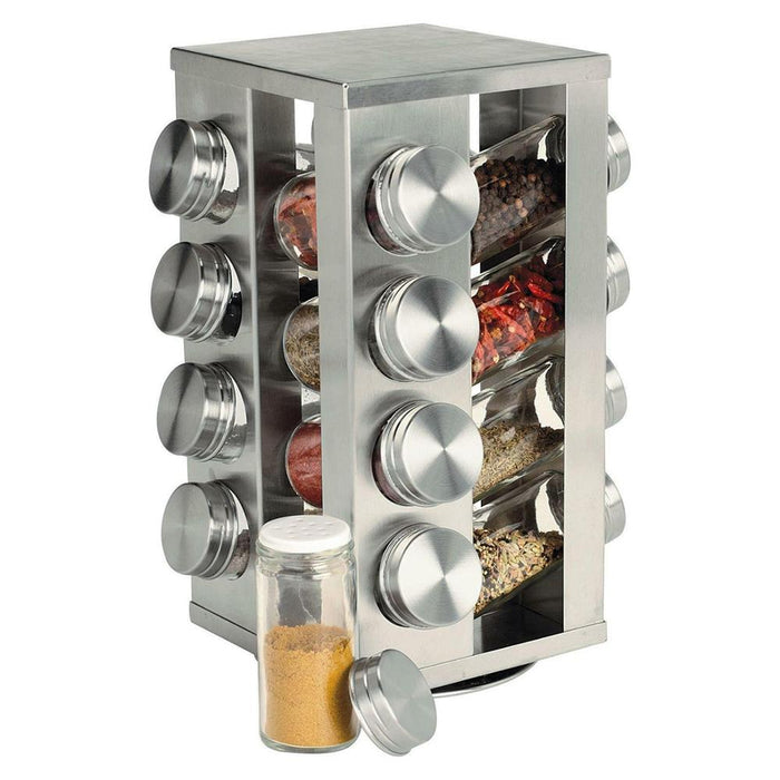 Yonntech stainless steel spice rack storage jar carousel 16 spice jars